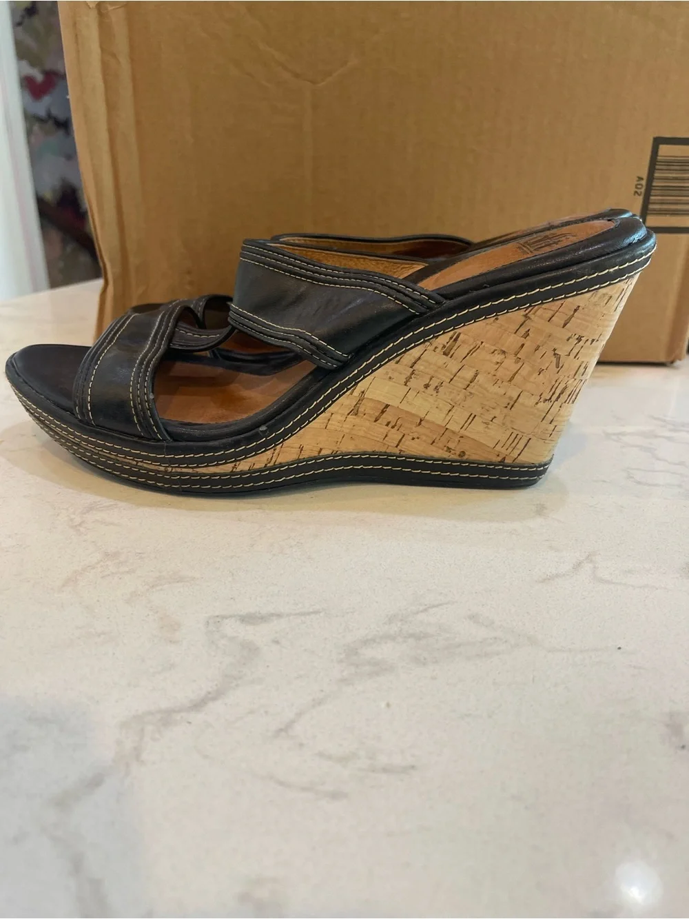 Söfft Black Leather Crossover Slide Sandals
